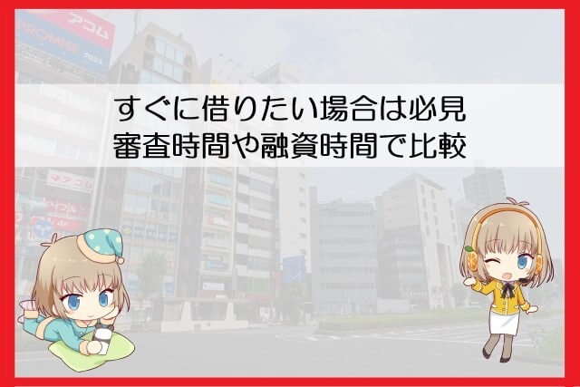 アコムと他カードローンの審査や融資の時間で比較